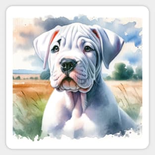 Watercolor Dogo Argentino Puppies - Cute Puppy Sticker